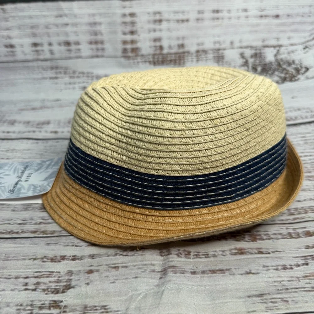 Tommy Bahama Kids Striped Woven Straw Hat‎ Blue One Size NEW